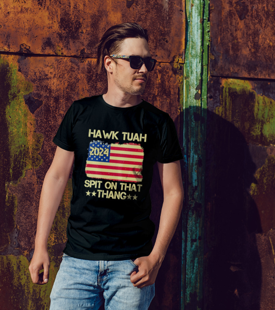 Hawk Tuah 2024 American Flag Spit On That Thang T-Shirt