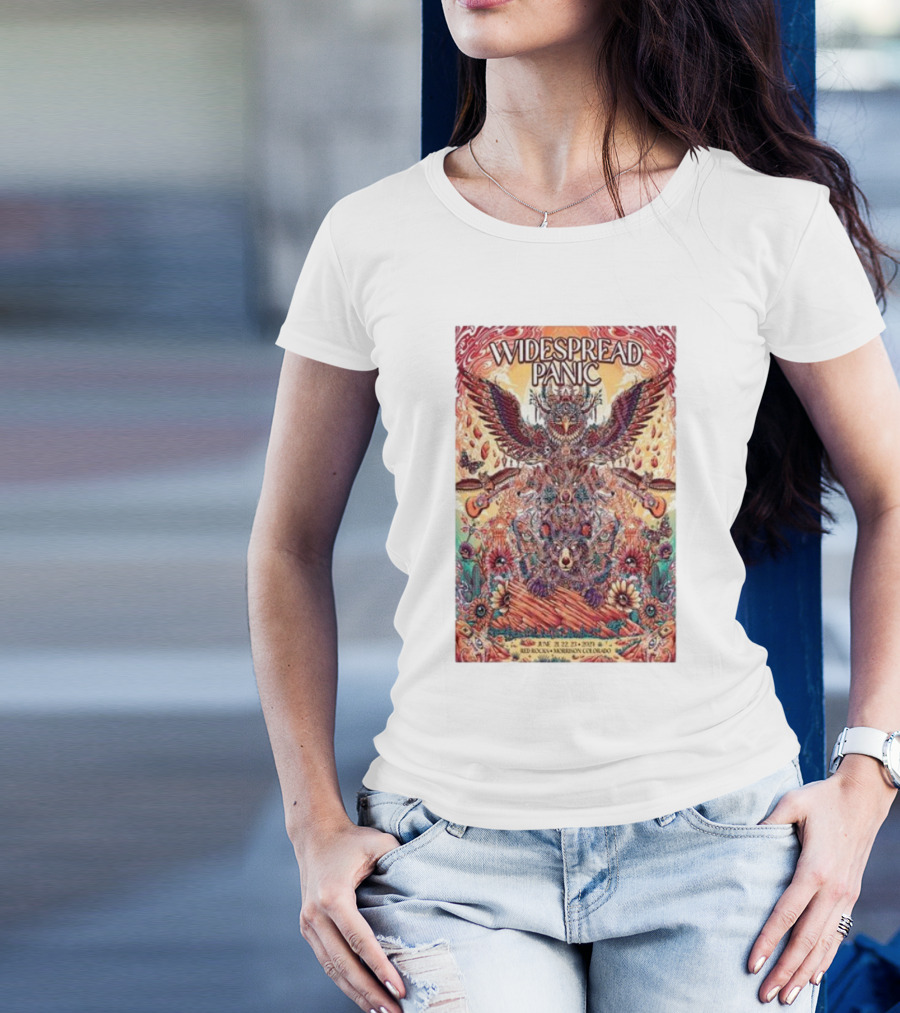 Widespread Panic Jun 21 22 23 2024 Red Rocks Amphitheatre CO Psychedelic Owl T-Shirt