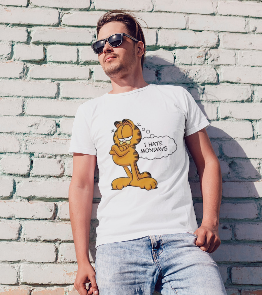 Garfield Comic Character Stating I Hate Mondays With Crossed Arms T-Shirt