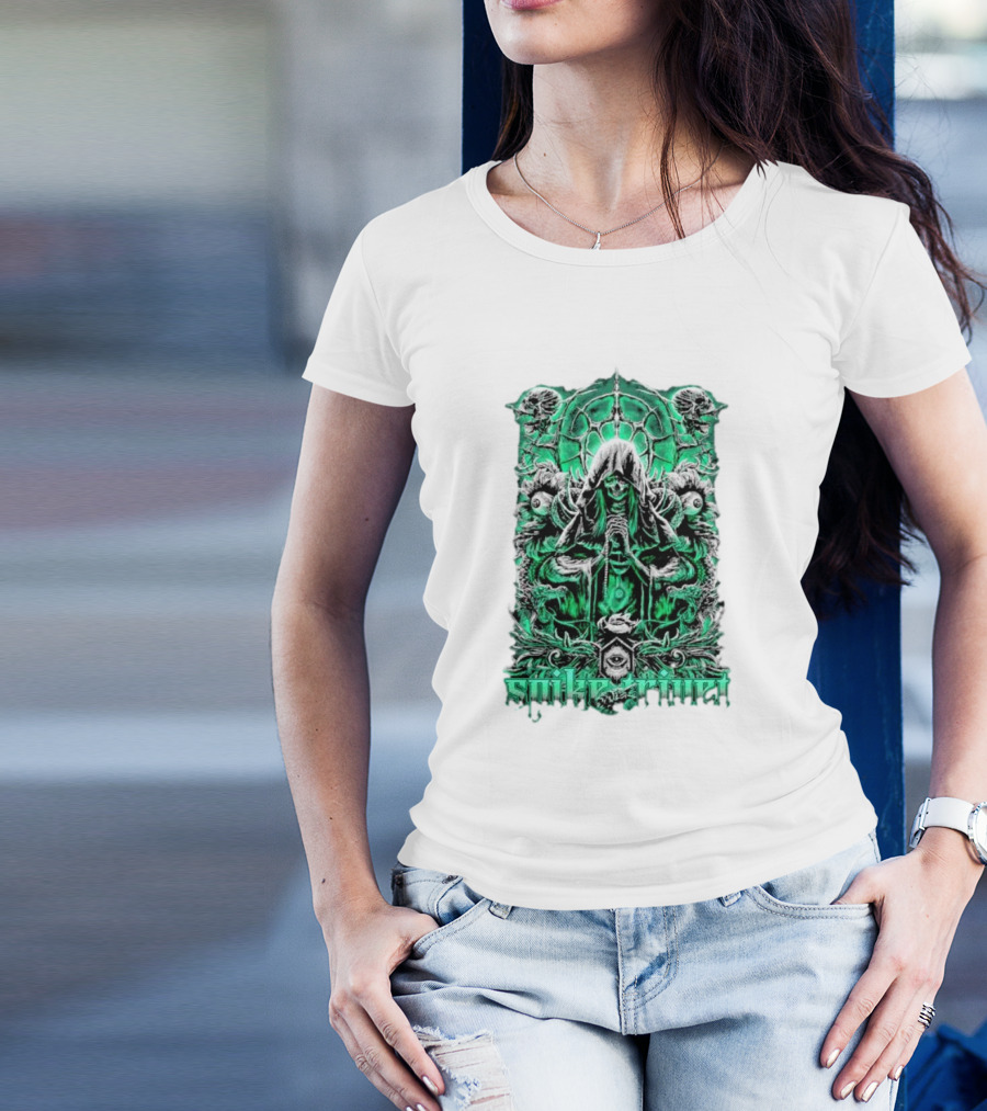 Soul Taker Spike Trivet Green Hooded Figure With Ornate Gothic T-Shirt