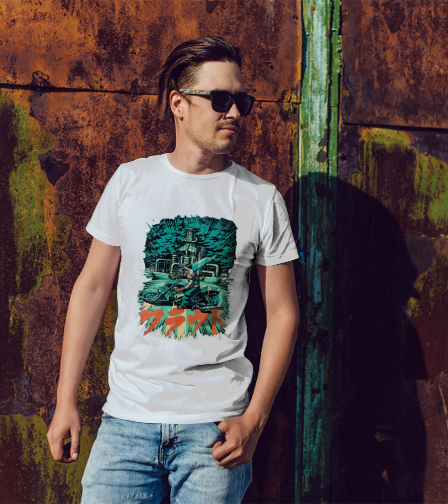Cloud Motorcycle Slide PixelEyeBat Midgar Scene T-Shirt