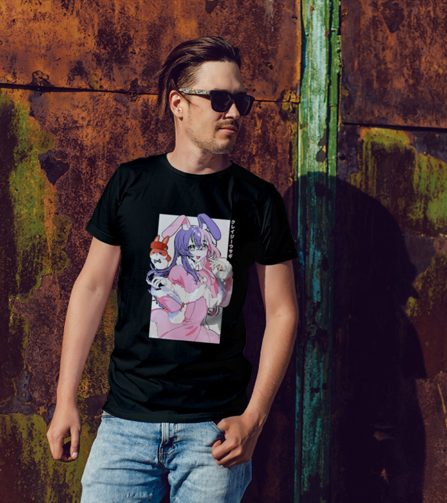 Punkalopi Gamer Supps クレイジーウサギ Bunny Anime Character T-Shirt