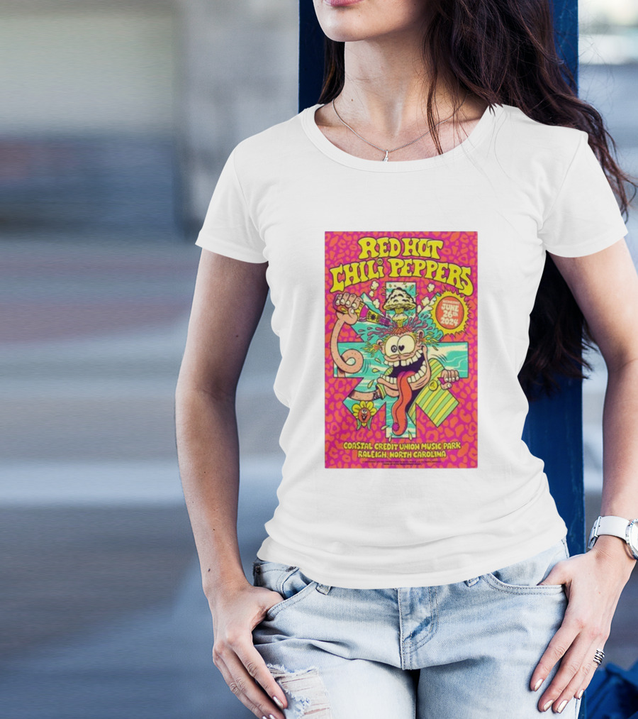 Red Hot Chili Peppers Coastal Credit Union Music Park June 26 2024 Raleigh North Carolina T-Shirt