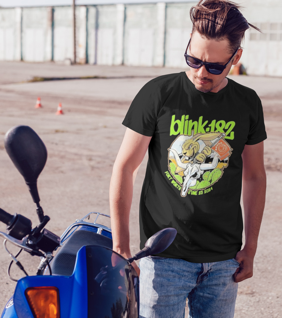 Blink-182 Fort Worth June 25 2024 Rabbit And Steer Skull T-Shirt