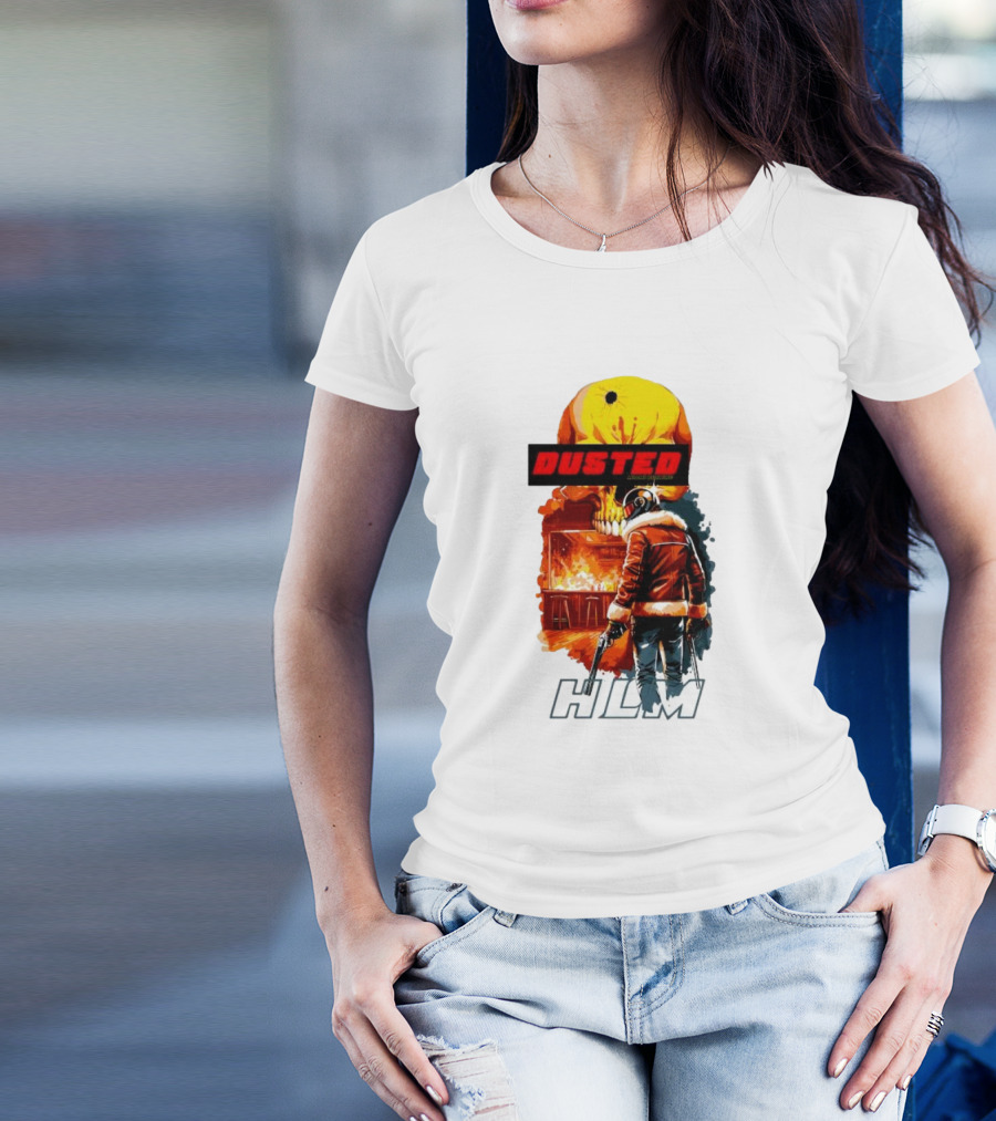Dusted Miami Burnine Hlm Flame Skull Pilot Jacket Guns T-Shirt