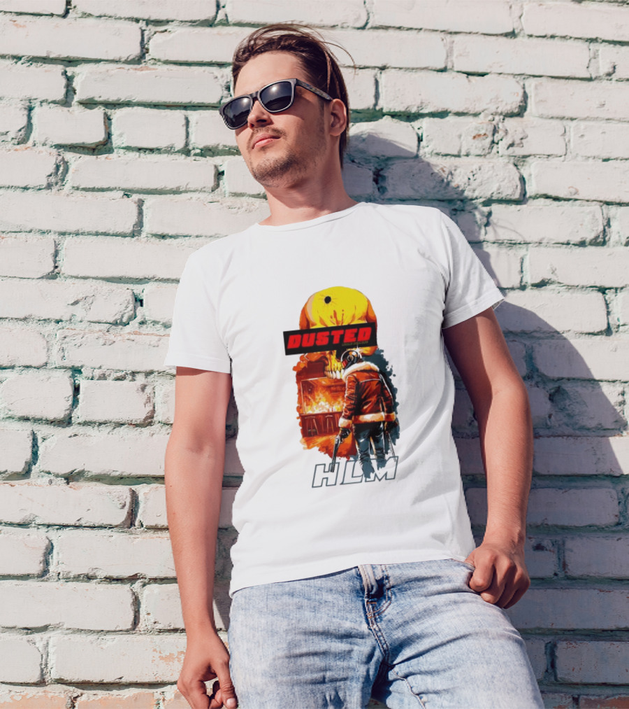 Dusted Miami Burnine Hlm Flame Skull Pilot Jacket Guns T-Shirt