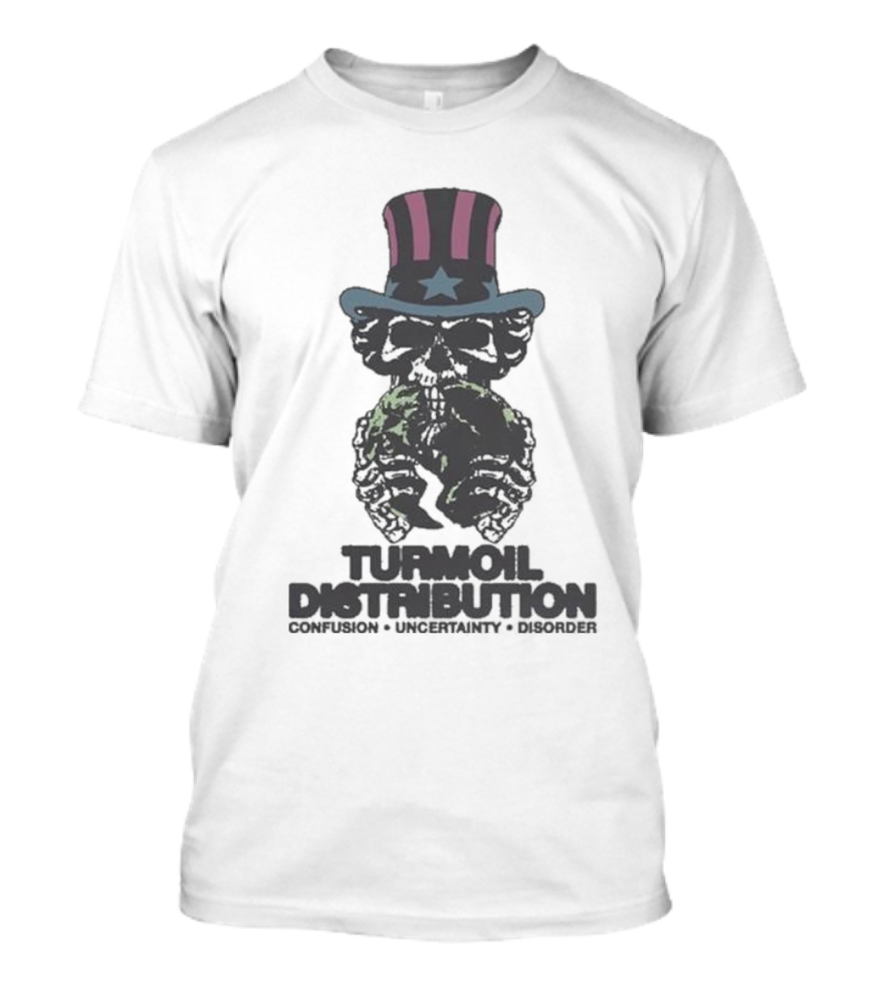 Turmoil Distribution Confusion Uncertainty Disorder Uncle Sam Skull T-Shirt