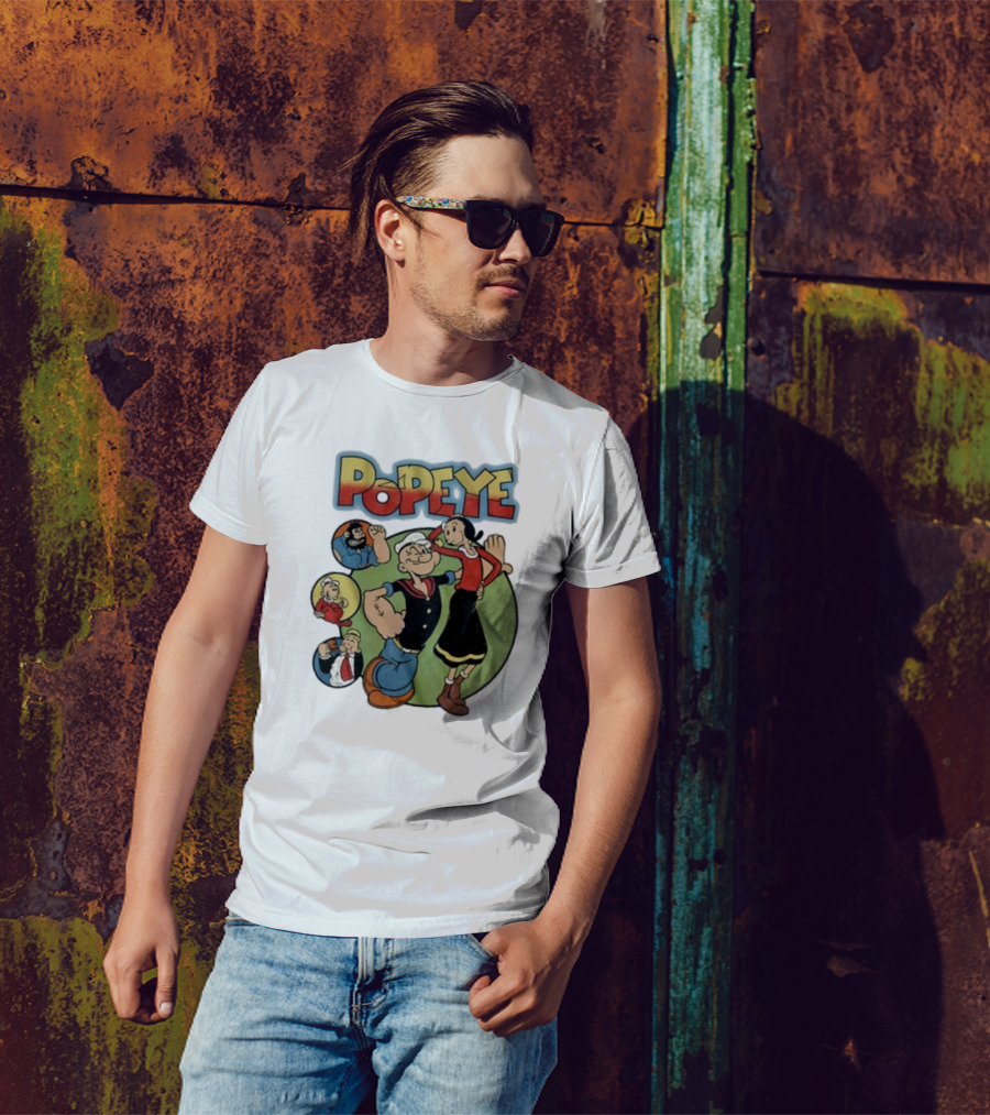 Popeye And Olive Oyl Cartoon Characters Sailor Spinach Classic Animation T-Shirt