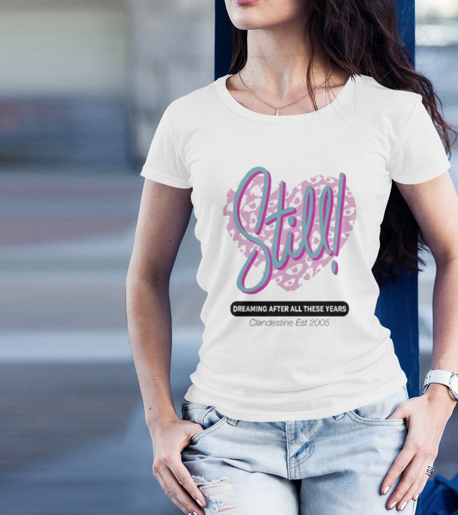 Still Dreaming After All These Years Clandestine Est 2005 Leopard Print Heart T-Shirt