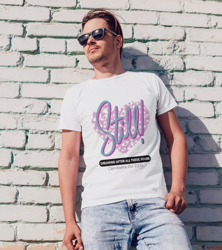 Still Dreaming After All These Years Clandestine Est 2005 Leopard Print Heart T-Shirt