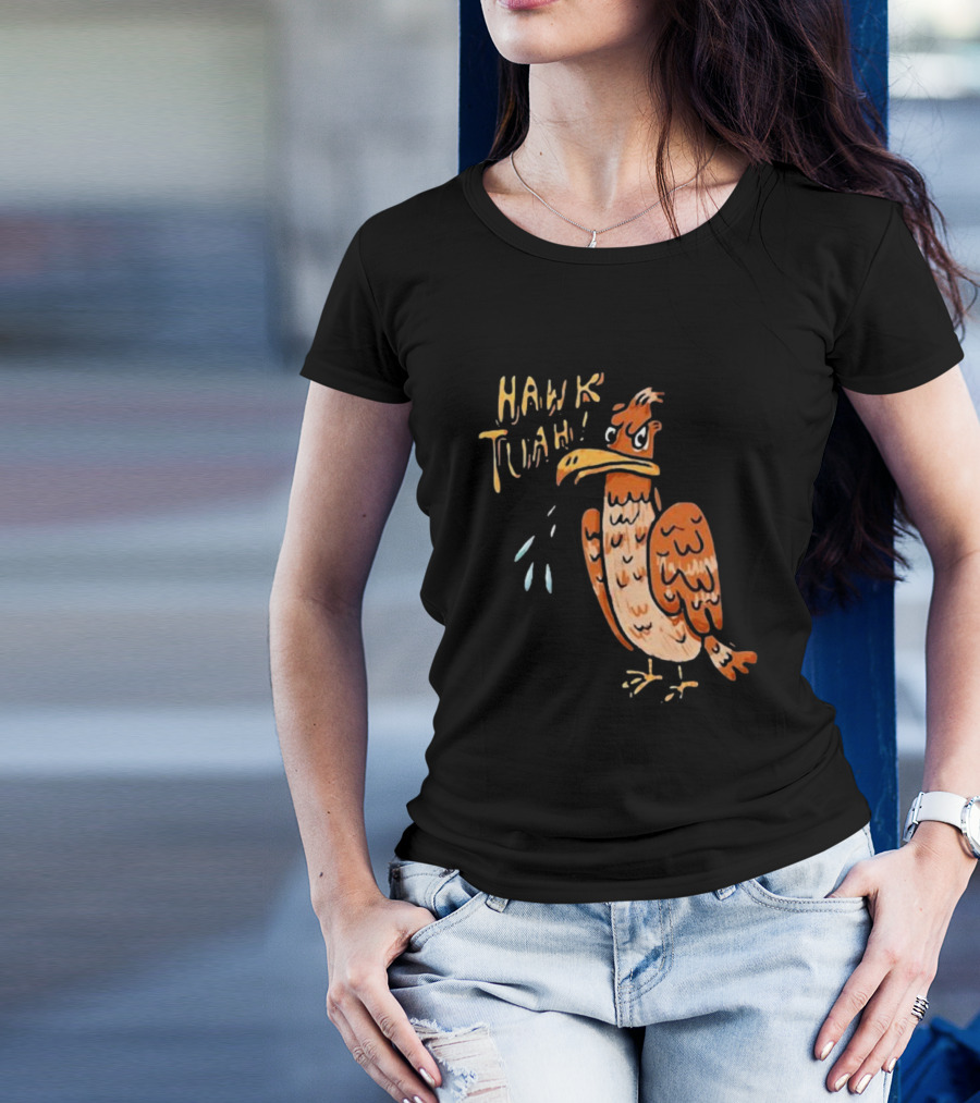 Hawk Hawk Tuah 2024 Scowling Cartoon Bird T-Shirt