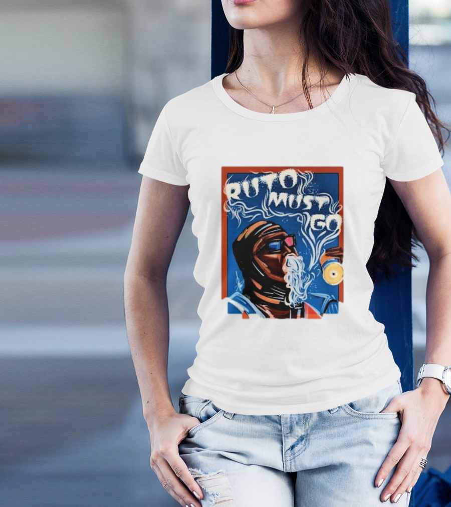 Ruto Must Go Bold Illustration With Smoking Character T-Shirt
