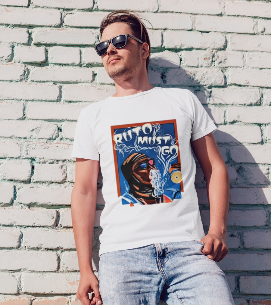 Ruto Must Go Bold Illustration With Smoking Character T-Shirt