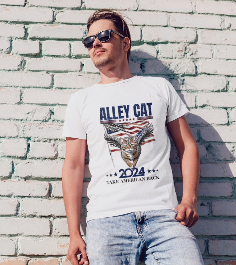 Alley Cat 2024 Take American Back Flag Wings Stars T-Shirt