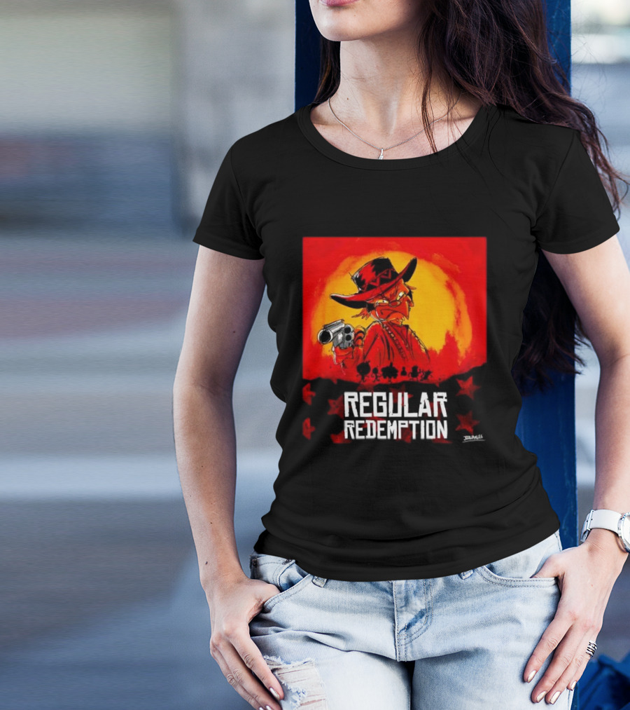 Regular Redemption Cartoon Cowboy Western Gunman T-Shirt