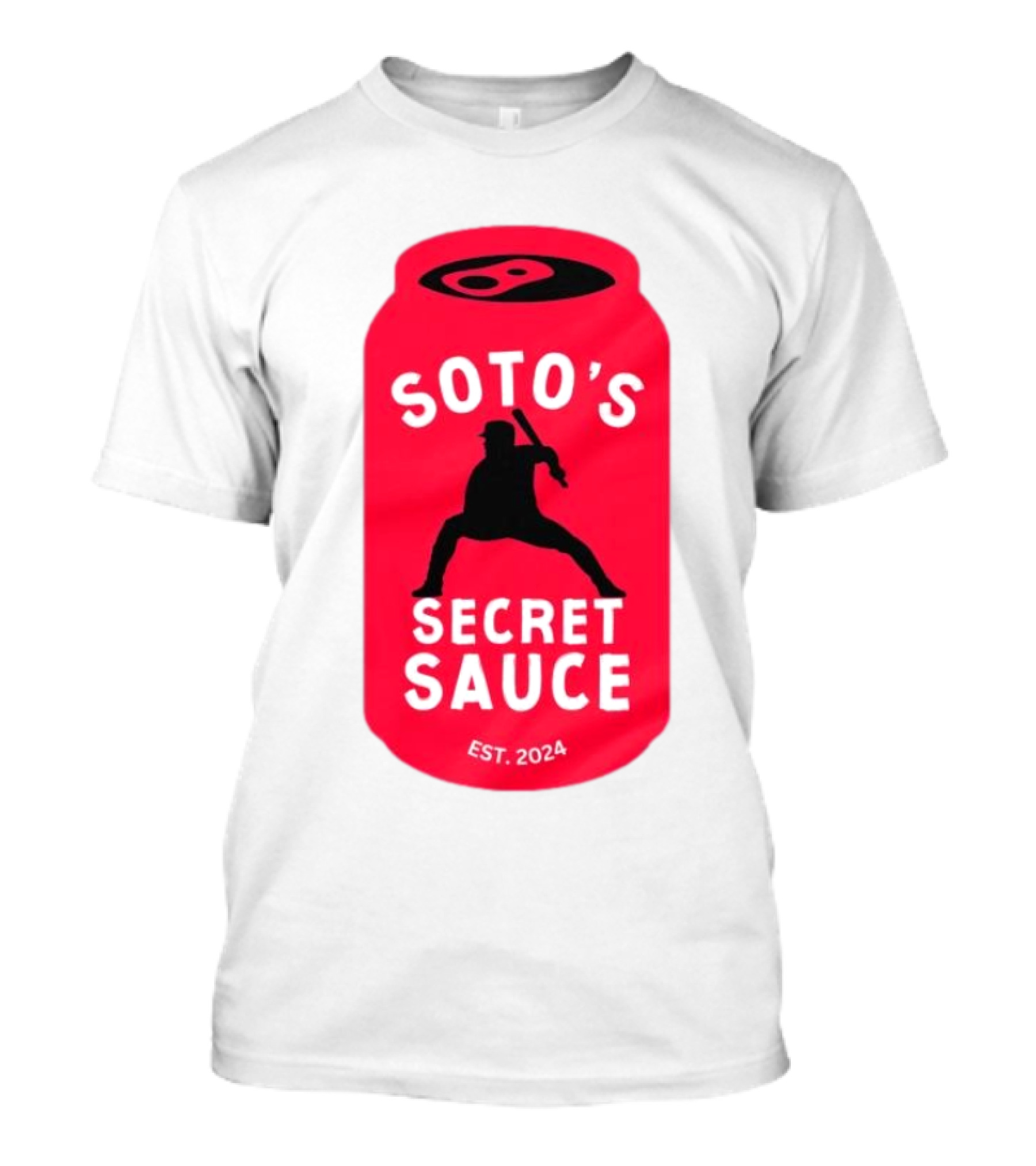 Soto's Secret Sauce Est 2024 Baseball Batter Icon On Red Can T-Shirt