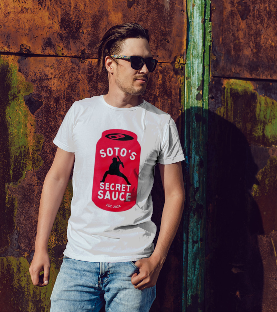 Soto's Secret Sauce Est 2024 Baseball Batter Icon On Red Can T-Shirt