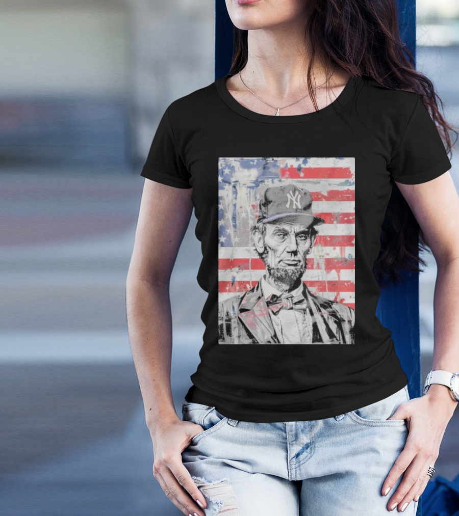 Superfan Abraham Lincoln New York Yankees 4th Of July T-Shirt