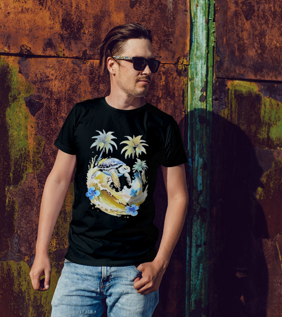 Turtle 2024 Tropical Palm Wave T-Shirt