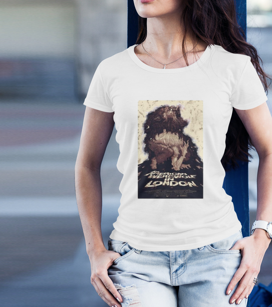 An American Werewolf In London Poster With Wolf Character T-Shirt