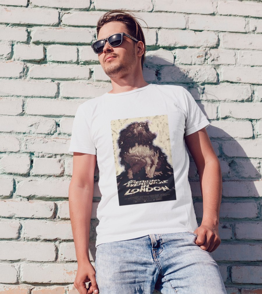 An American Werewolf In London Poster With Wolf Character T-Shirt