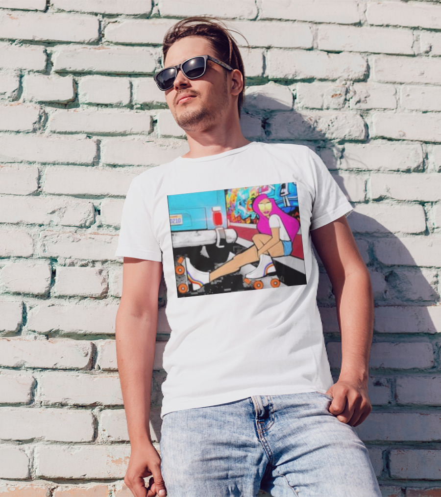 Tasha Vibrant Roller Skating Cali Street Art Vibe T-Shirt