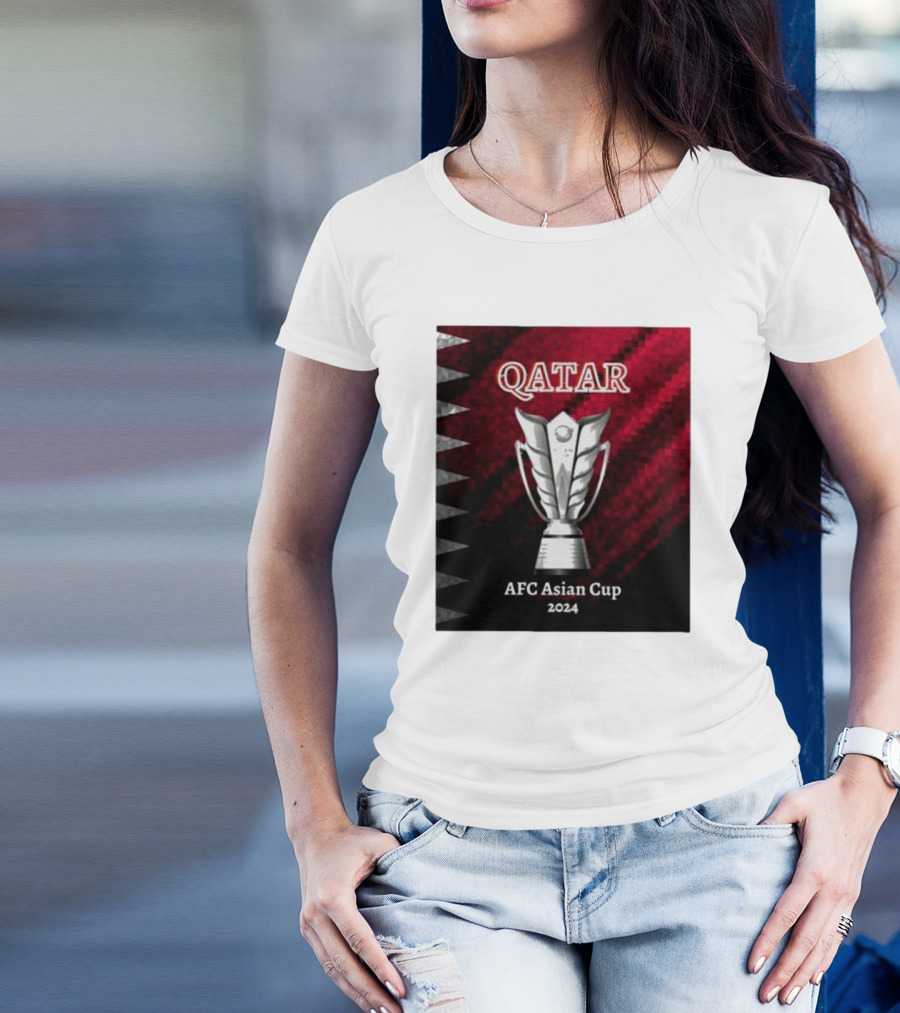 QATAR AFC Asian Cup 2024 Trophy And Flag T-Shirt