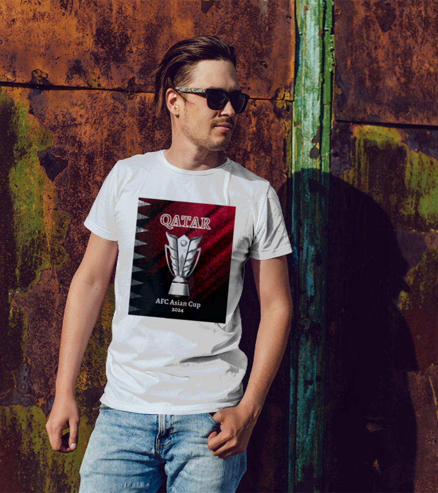 QATAR AFC Asian Cup 2024 Trophy And Flag T-Shirt