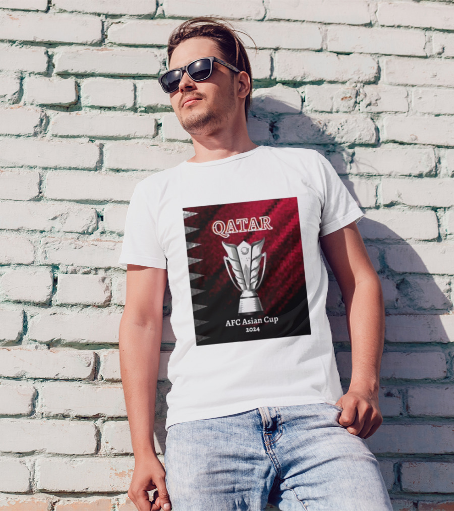 QATAR AFC Asian Cup 2024 Trophy And Flag T-Shirt