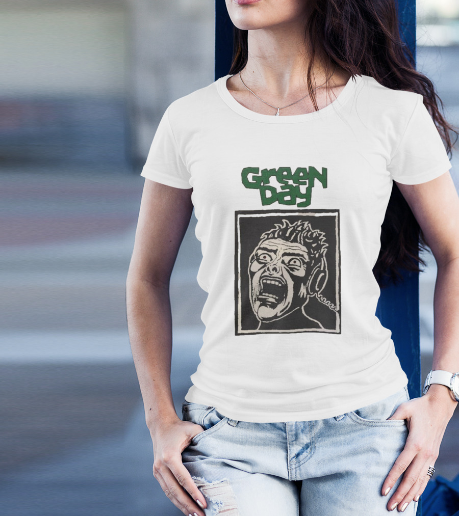 Rare Vintage Green Day Basket Case Iconic Screaming Face T-Shirt