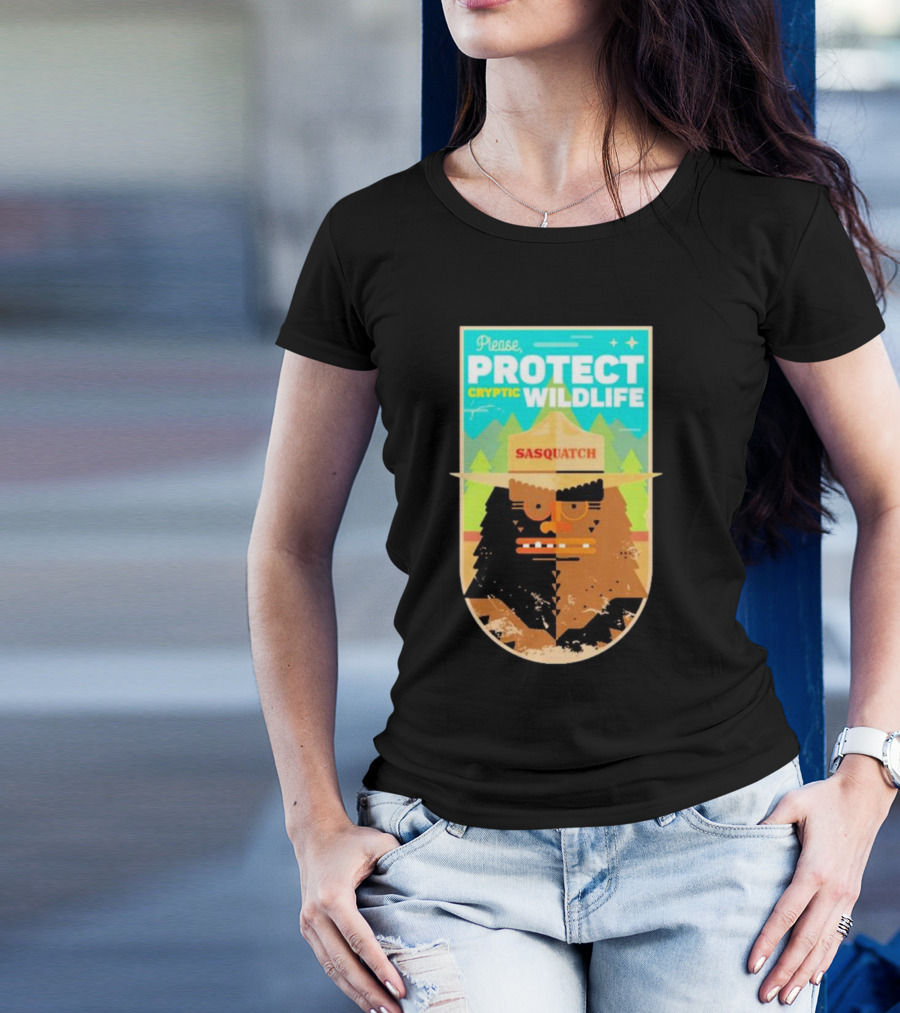 Please Protect Cryptic Wildlife Sasquatch T-Shirt