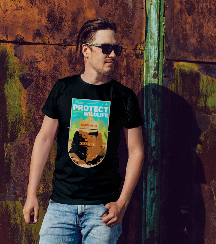 Please Protect Cryptic Wildlife Sasquatch T-Shirt