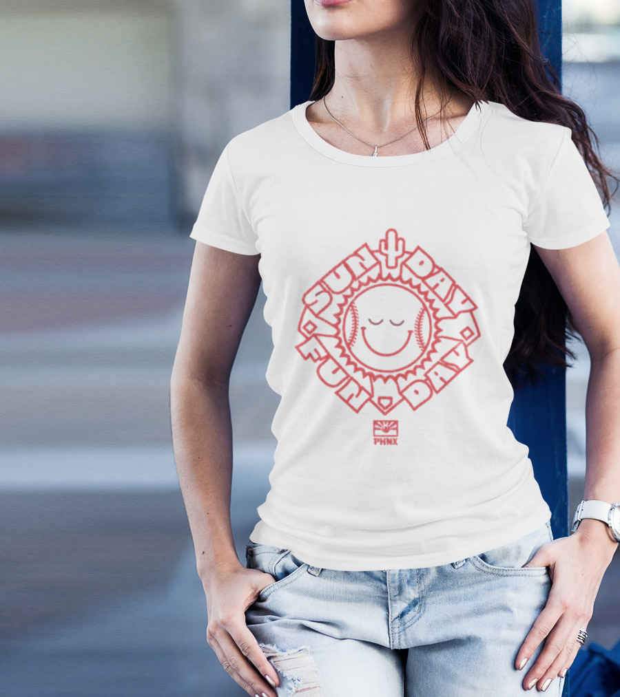 Phnx Sun Day Fun Day Baseball Happy Face Cactus T-Shirt