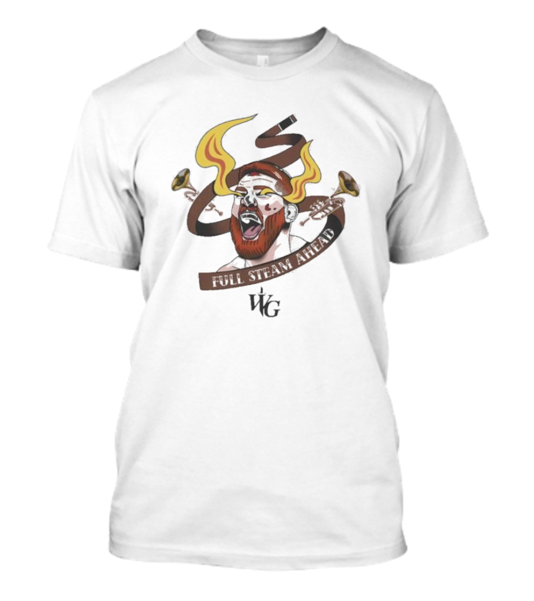 Matt The Steamrolla Frevola X Warrior Garden Full Steam Ahead Smoking Flaming Trumpet Beard T-Shirt