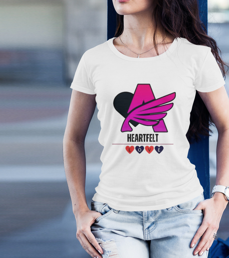 Heartfelt Love Pink Winged Heart T-Shirt