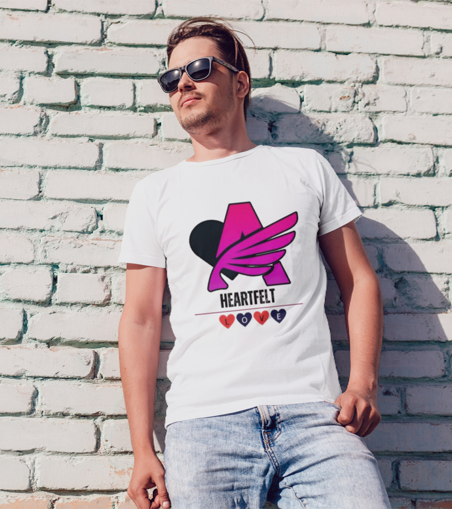 Heartfelt Love Pink Winged Heart T-Shirt