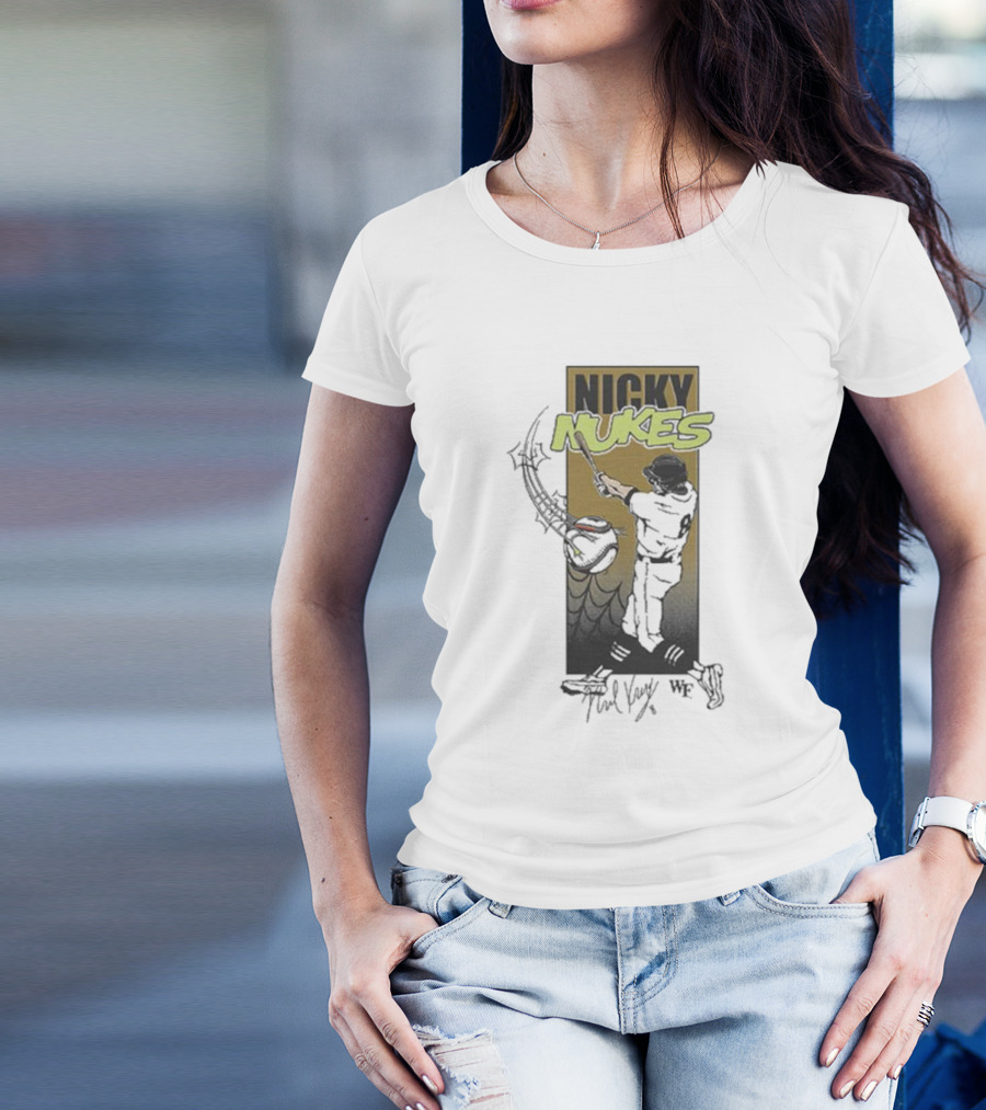 Nicky Nukes Baseball Player Batting With Spider T-Shirt
