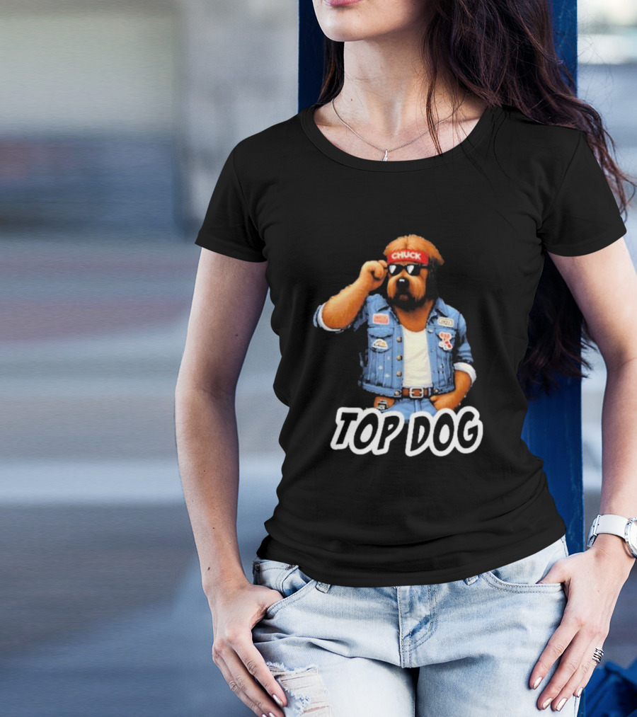 Chuckonbase Chuck Topdog Cool Denim Style Fashion Dog T-Shirt