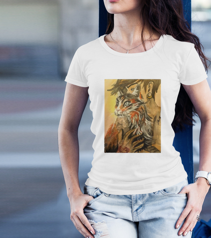 Companionship Megan Watkins Cat And Person With Tattoo And Ear Gauge T-Shirt