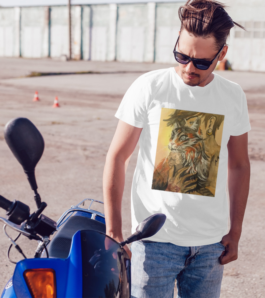 Companionship Megan Watkins Cat And Person With Tattoo And Ear Gauge T-Shirt