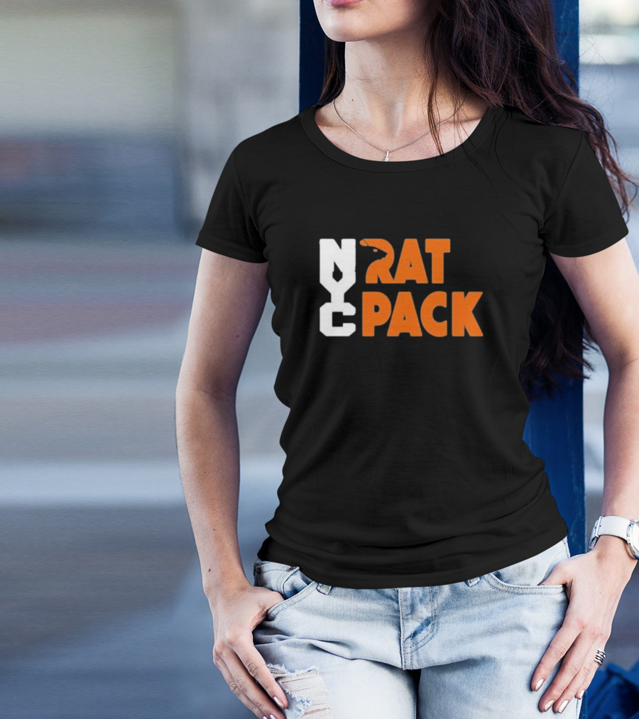 NYC Rat Pack Baseball Rat Typography T-Shirt