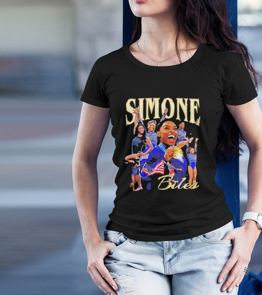 Simone Biles Olympic Gold Medalist Team USA Gymnast Paris T-Shirt