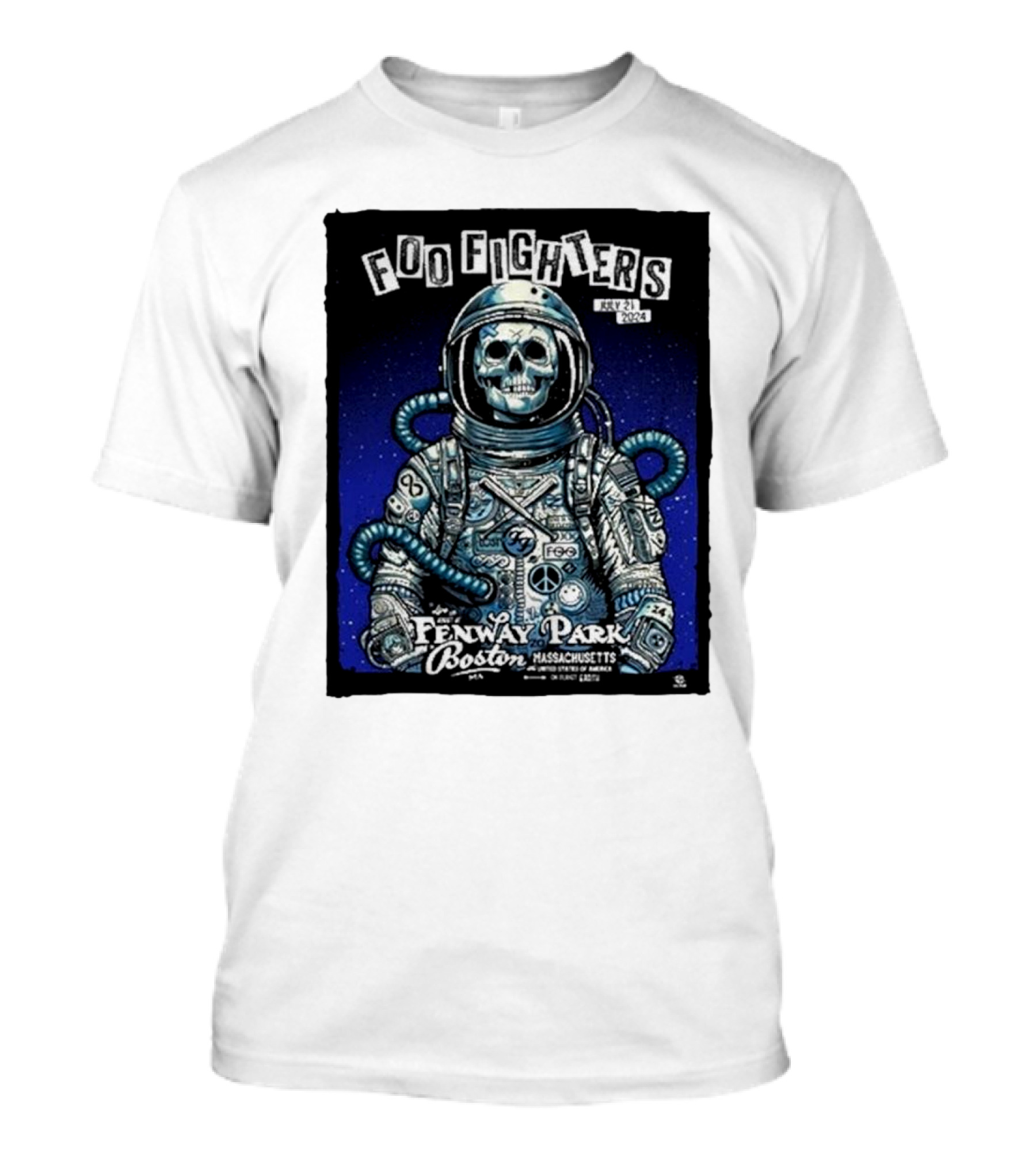 Foo Fighters July 21 2024 Fenway Park Boston Massachusetts Astronaut Skull T-Shirt