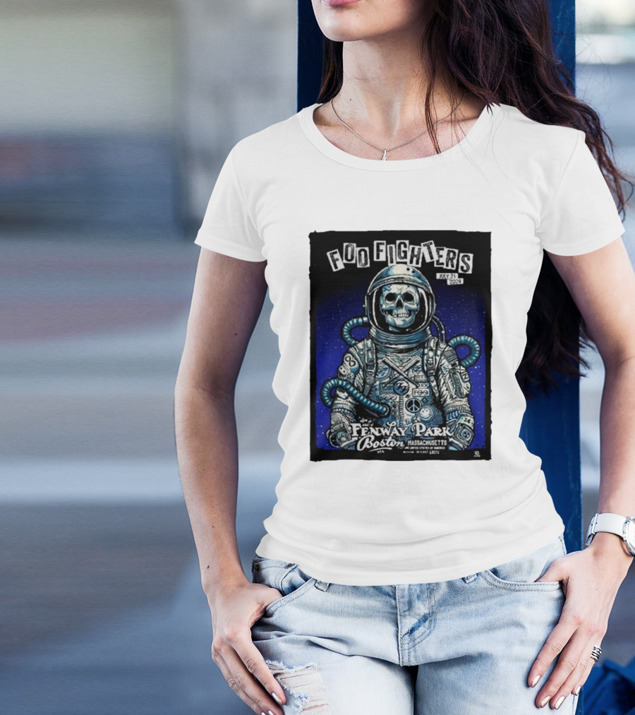 Foo Fighters July 21 2024 Fenway Park Boston Massachusetts Astronaut Skull T-Shirt
