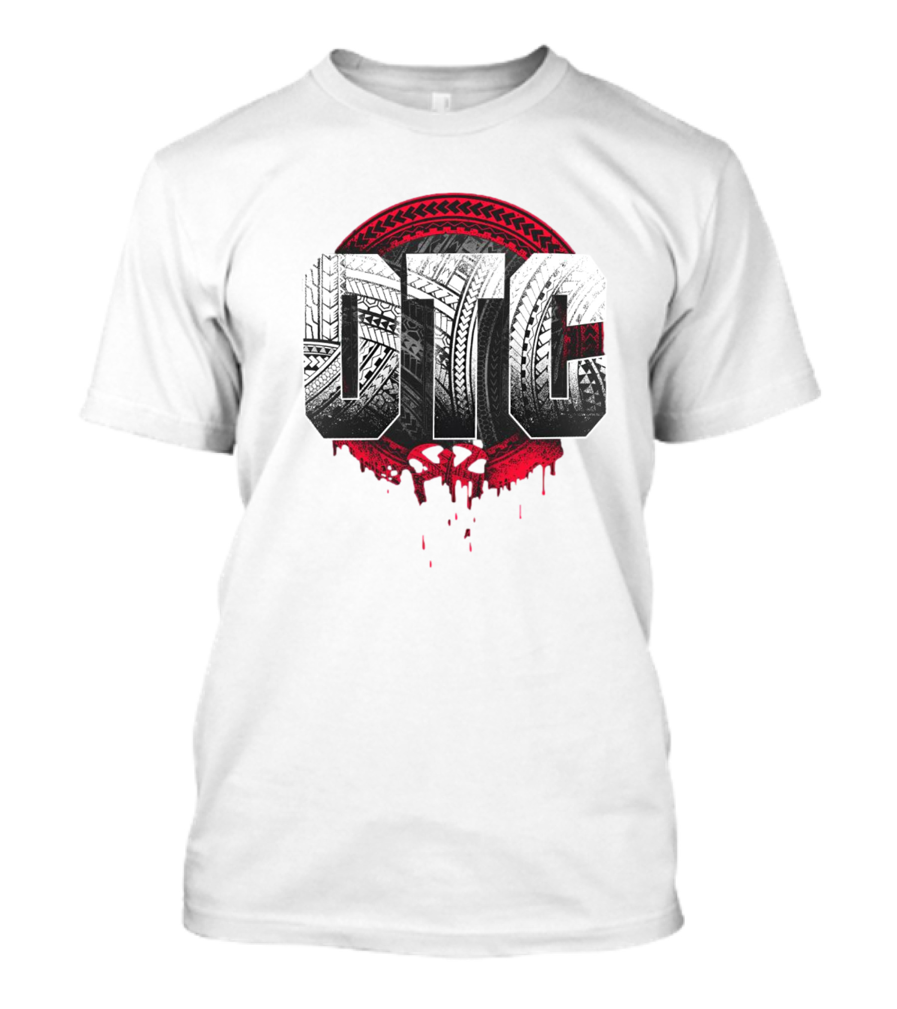 OTC Roman Reigns Tribal Pattern Red Drip T-Shirt