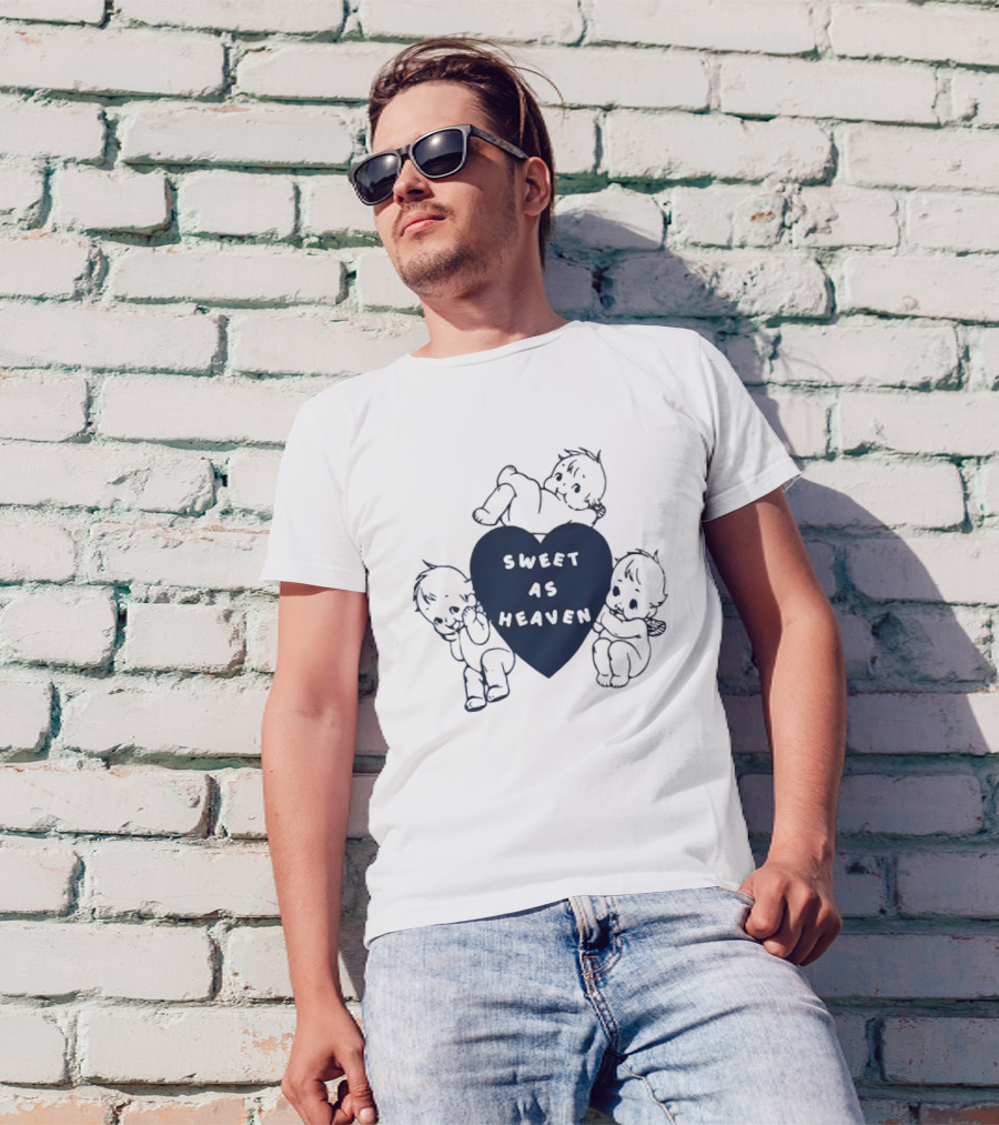 Sweet As Heaven Cherubs Blue Heart T-Shirt