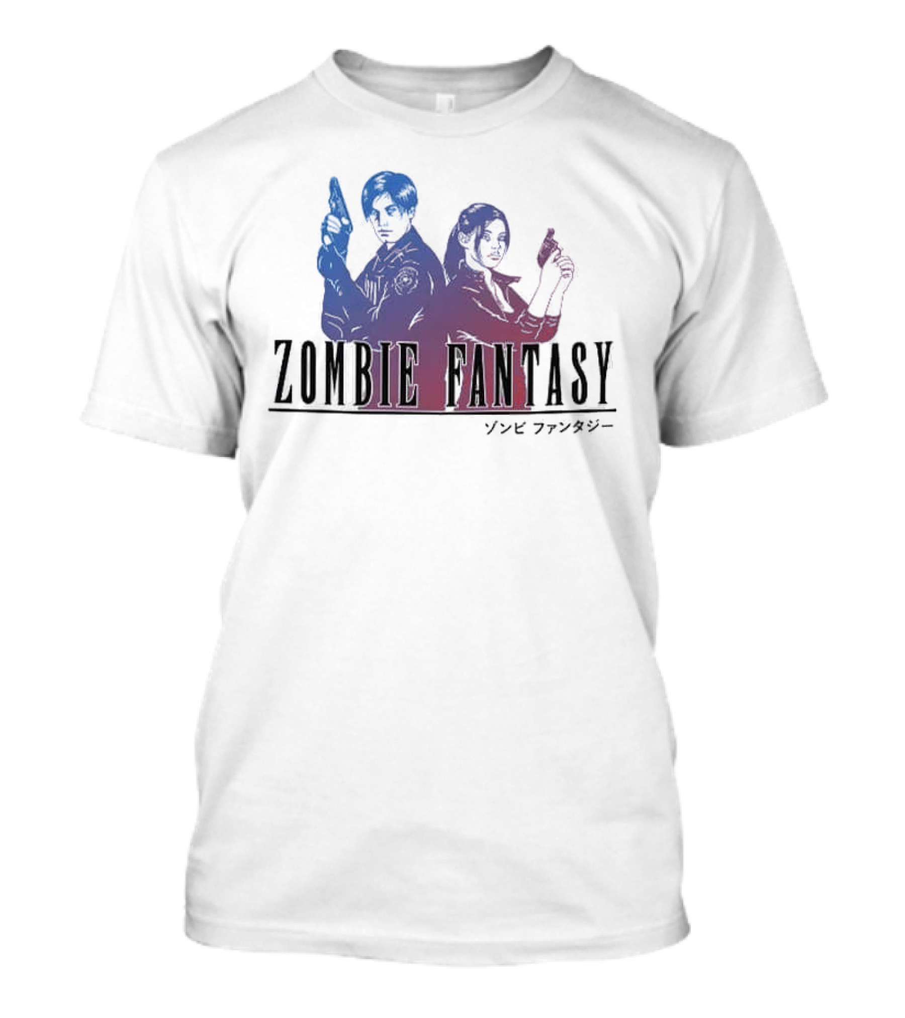 Zombie Fantasy Final Fantasy Resident Evil 2 Dual Character Fusion T-Shirt