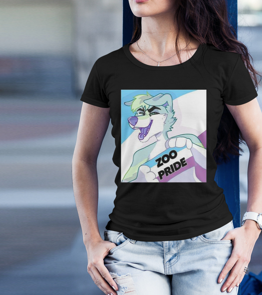 Zoo Pride Furry Character Holding Flag T-Shirt