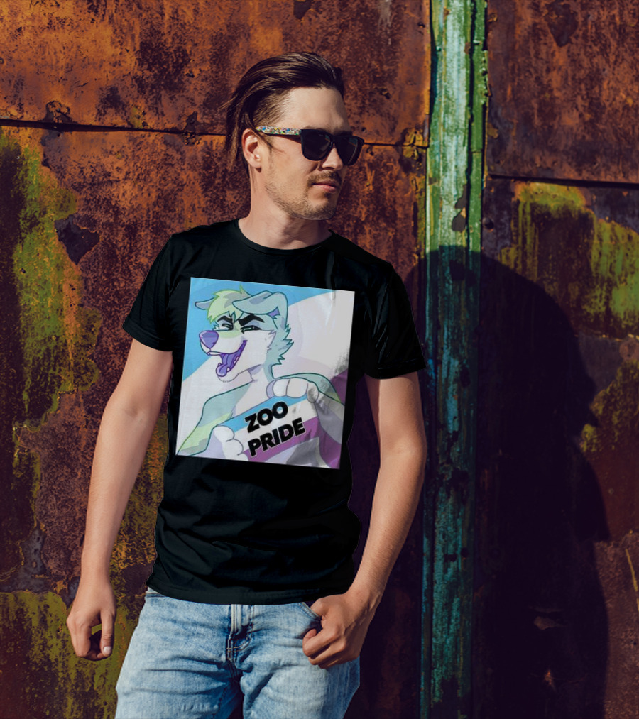 Zoo Pride Furry Character Holding Flag T-Shirt
