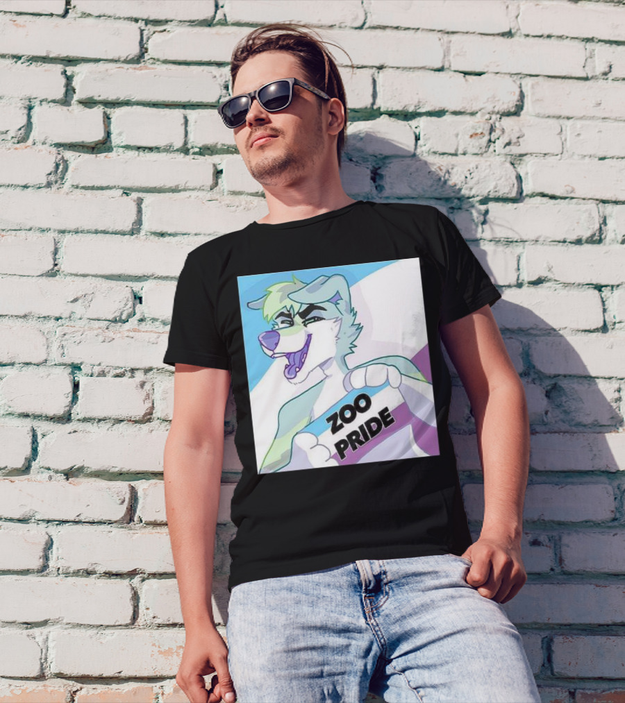 Zoo Pride Furry Character Holding Flag T-Shirt
